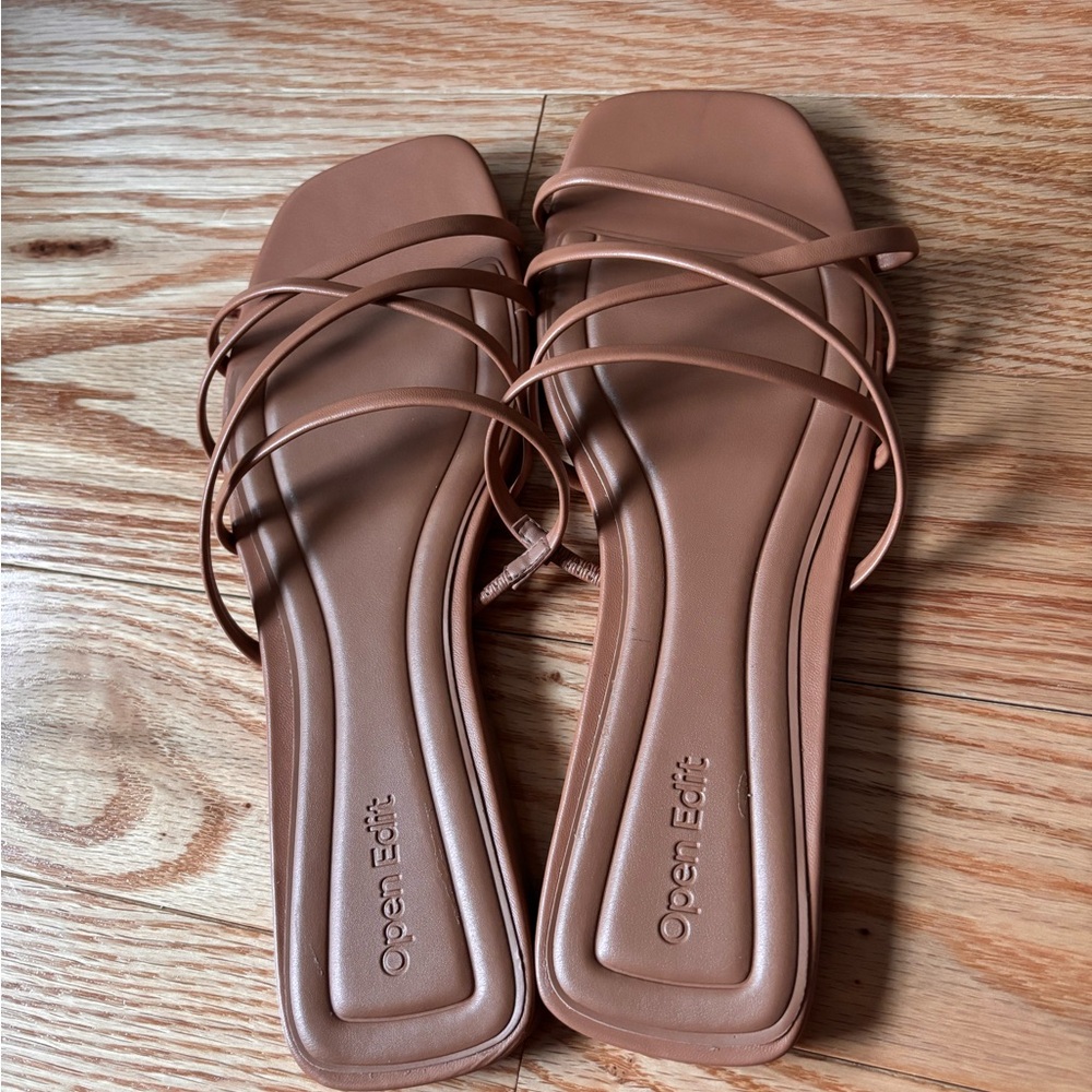 Tan Strappy Sandals by Open Edit
